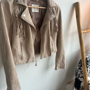 A&F Fringed Tan Suede Jacket